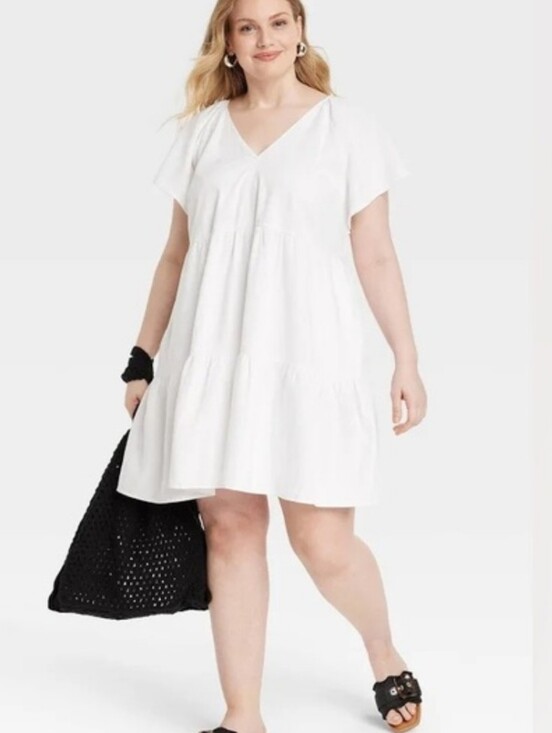 Dresses & Skirts - White Flutter Short-Sleeve Tiered Dress - Women's